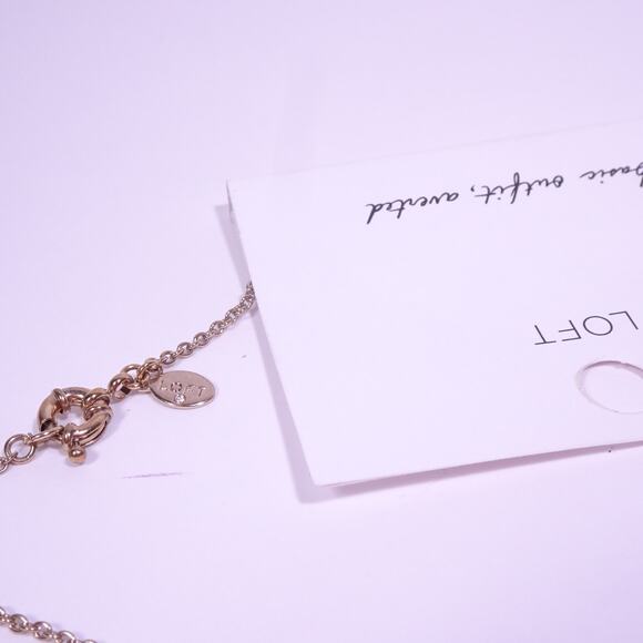 Ann Taylor LOFT Women's Antique Gold Interlocking Ring Bead Disc Necklace NWT 34 - Picture 6 of 8